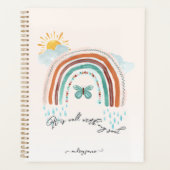 Modern Boho Rainbow Waterverf Muted Script Name Planner (Voorkant)