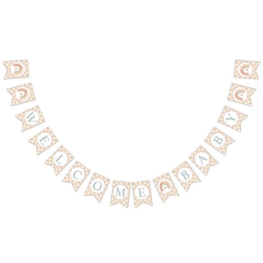Modern Boho Rainbow Welkom bij Baby Bunting – Wate Vlaggetjes (Alle)