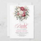 Modern Boho Red Blush Greenery Gold Bridal Shower Kaart (Voorkant)