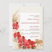 Modern boho red orchid herfst custom Wedding Invit Kaart (Voorkant)