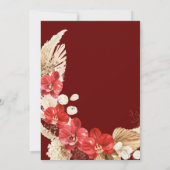 Modern boho red orchid herfst custom Wedding Invit Kaart (Achterkant)