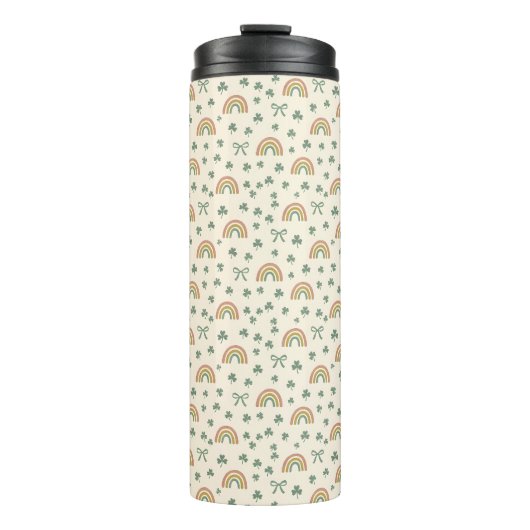 Modern Boho Regenbogen Coquette Strikken Klavertje Thermosbeker (Voorkant)