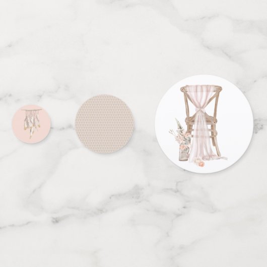 Modern Boho roze Elegant Bloemen Bruiloft Confetti (Achterkanten)