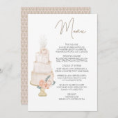 Modern Boho roze Elegant Bloemen Bruiloft Menu (Voorkant / Achterkant)
