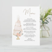 Modern Boho roze Elegant Bloemen Bruiloft Menu (Staand voorkant)