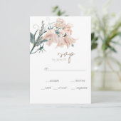 Modern Boho Roze Elegante Bloemenbruiloft RSVP Kaa (Staand voorkant)