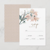 Modern Boho Roze Elegante Bloemenbruiloft RSVP Kaa Kaartje (Voorkant / Achterkant)