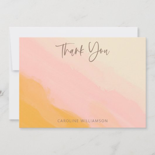 Modern Boho Roze Geel Schattige Script Vrijgezelle Bedankkaart (Voorkant)