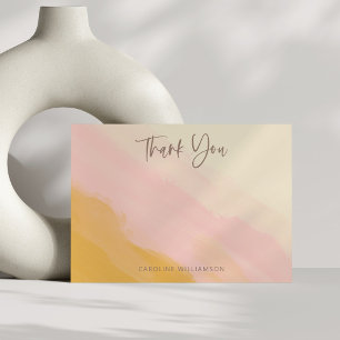 Modern Boho Roze Geel Schattige Script Vrijgezelle Bedankkaart