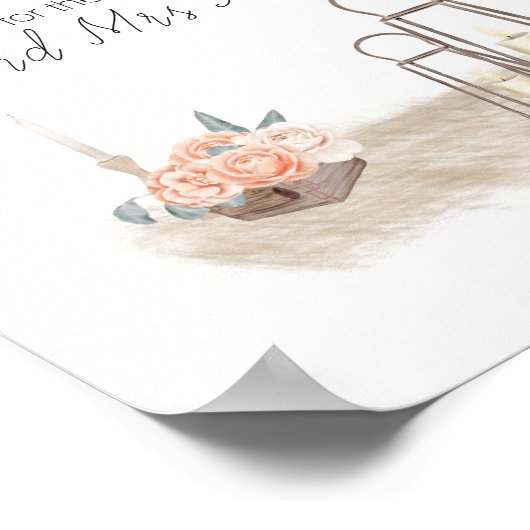 Modern Boho roze legant Floral Datum Nachtteken Poster (Hoek)