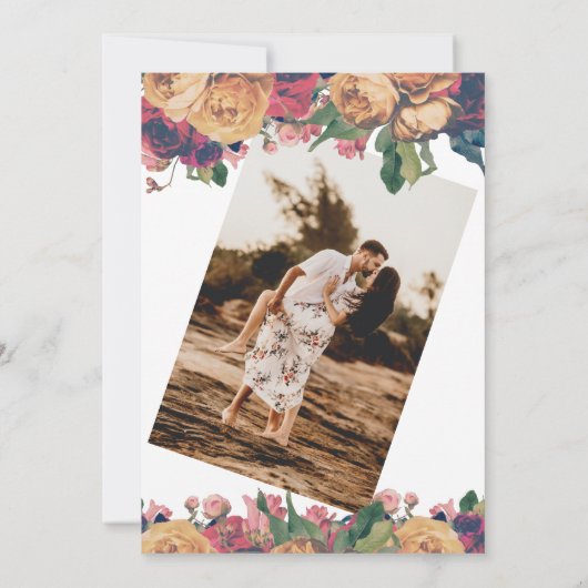 Modern Boho  Rozen Editable Foto Save The Date (Achterkant)