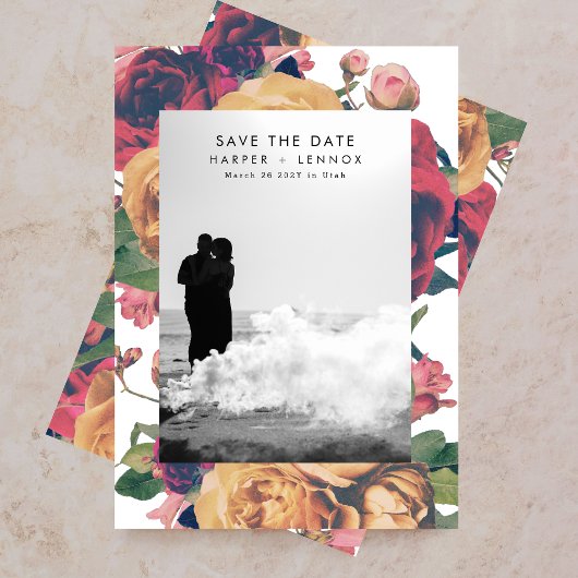 Modern Boho Rozen Editable Foto Save The Date