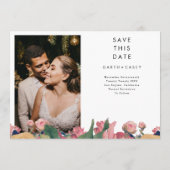 Modern Boho  Rozen Foto opslaan Datum Aankondiging (Achterkant)