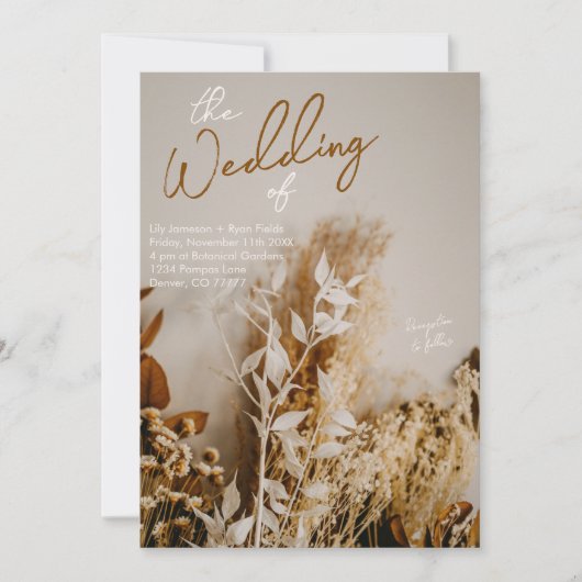 Modern Boho Rustic Dried Flowers Kaart (Voorkant)