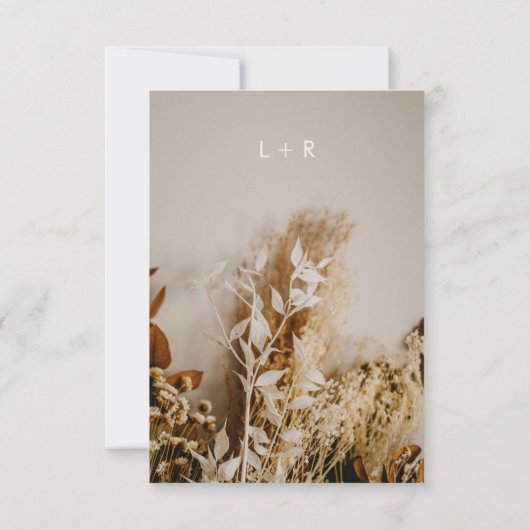 Modern Boho Rustic Dried Flowers Wedding RSVP Card (Achterkant)