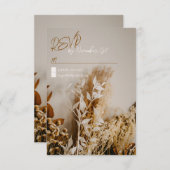 Modern Boho Rustic Dried Flowers Wedding RSVP Card (Voorkant / Achterkant)