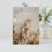 Modern Boho Rustic Dried Flowers Wedding RSVP Card Kaartje (Staand voorkant)
