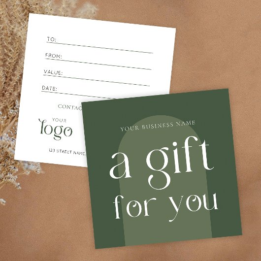 Modern Boho Sage Green Business Gift Certificaat