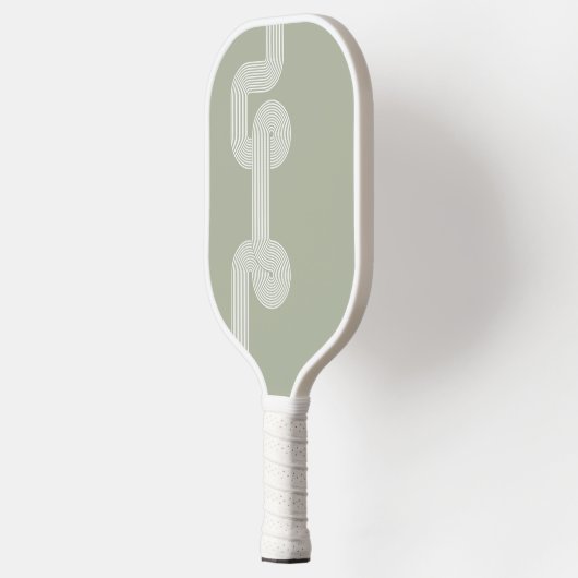 Modern Boho Sage Green Geometric Pickleball Paddle (Links)