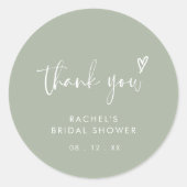 Modern Boho Sage Green Vrijgezellenfeest Hartelijk Ronde Sticker (Voorkant)