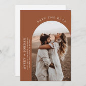 Modern Boho Save the Date | Foto Terracotta Kaart (Voorkant / Achterkant)