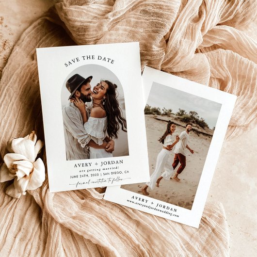 Modern Boho Save the Date | Minimalistische Fotoka Kaart