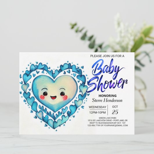 Modern Boho Schattige en Sweet Boy Baby shower Kaart (Staand voorkant)