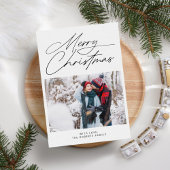 Modern Boho Script Familie Foto's Kerstmis Feestdagenkaart