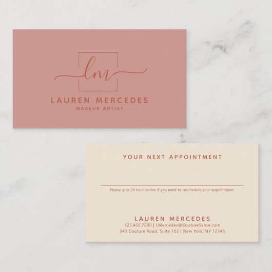 Modern Boho Script Logo Business Appointcard Afsprakenkaartje (Voorkant / Achterkant)