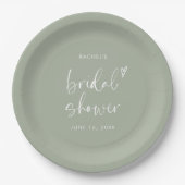 Modern Boho Script Sage Groen Vrijgezellenfeest Papieren Bordje (Voorkant)