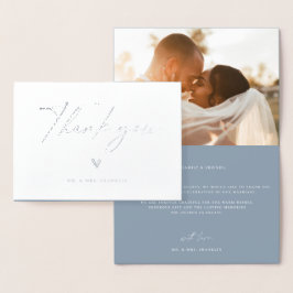 Modern Boho Script Weddenschap Foto bedankt Folie Kaarten