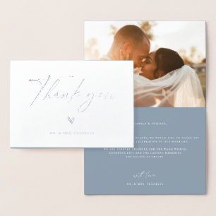 Modern Boho Script Weddenschap Foto bedankt Folie Kaarten