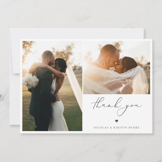 Modern Boho Script Weduwfoto Bedankkaart (Voorkant)
