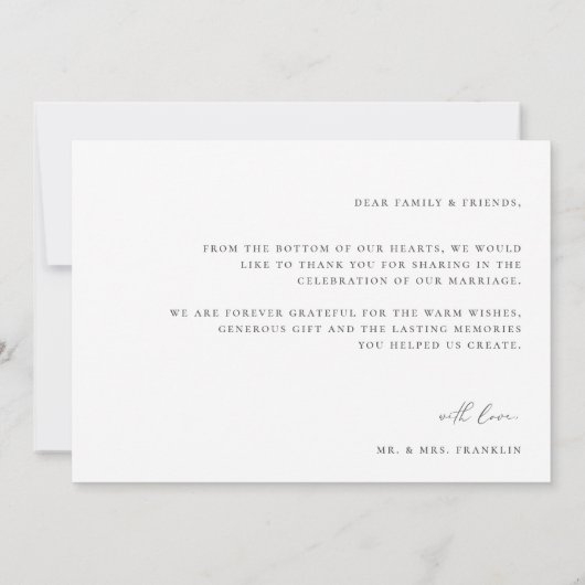 Modern Boho Script Weduwfoto Bedankkaart (Achterkant)