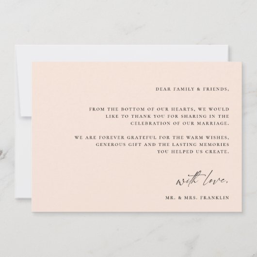 Modern Boho Script Weduwfoto Hartelijk dank Bedankkaart (Achterkant)