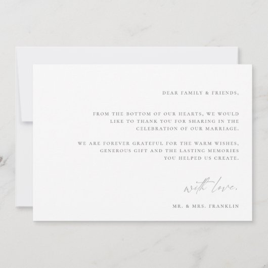 Modern Boho Script Weduwfoto Hartelijk dank Bedankkaart (Achterkant)