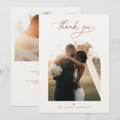 Modern Boho Script Weduwfoto Hartelijk dank Bedankkaart (Voorkant / Achterkant)