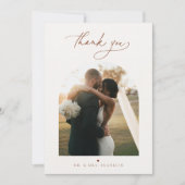 Modern Boho Script Weduwfoto Hartelijk dank Bedankkaart (Voorkant)