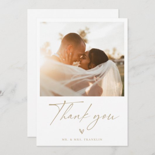 Modern Boho Script Weduwfoto Hartelijk dank Bedankkaart (Voorkant / Achterkant)