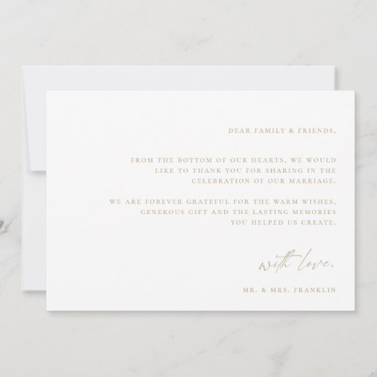 Modern Boho Script Weduwfoto Hartelijk dank Bedankkaart (Achterkant)