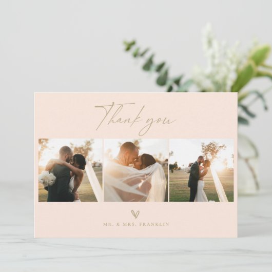 Modern Boho Script Weduwfoto Hartelijk dank Bedankkaart (Staand voorkant)