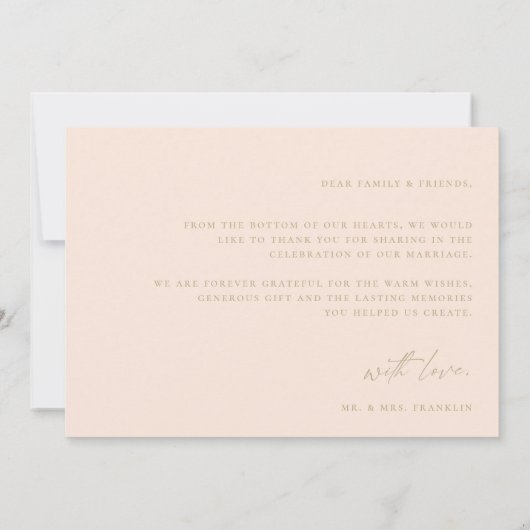 Modern Boho Script Weduwfoto Hartelijk dank Bedankkaart (Achterkant)