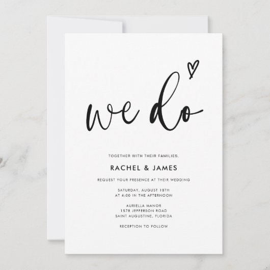 Modern Boho Script Wij doen QR Code Bruiloft Kaart (Voorkant)