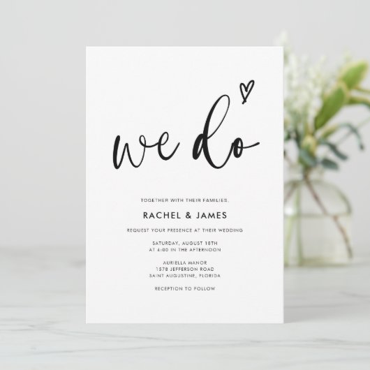 Modern Boho Script Wij doen QR Code Bruiloft Kaart (Staand voorkant)