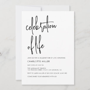Modern boho Simple Script Celebration of Life Kaart