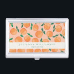 Modern Boho Sinaasappels Citrus Fruit Blush Green Visitekaarthouder<br><div class="desc">Moderne Boho-Sinaasappels Citrus Fruit Blush Green Custom Business Card-draagtas</div>