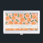 Modern Boho Sinaasappels Citrus Fruit Blush Green Visitekaarthouder<br><div class="desc">Moderne Boho-Sinaasappels Citrus Fruit Blush Green Custom Business Card-draagtas</div>