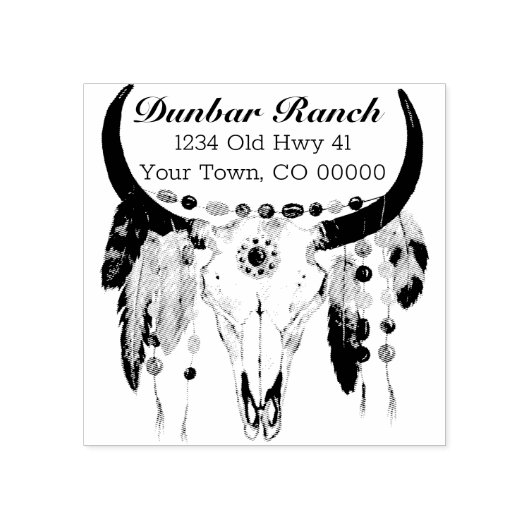 Modern Boho Skull Adres Rubberstempel (Afrduk)