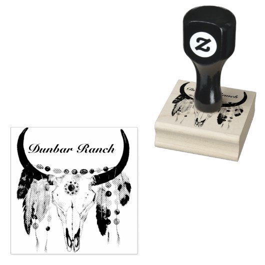 Modern Boho Skull Business of Name Rubberstempel (Gestempeld)