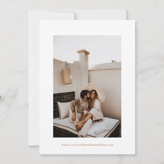 Modern Boho slaat de datum op | Foto-minimalistisc Kaart (Achterkant)